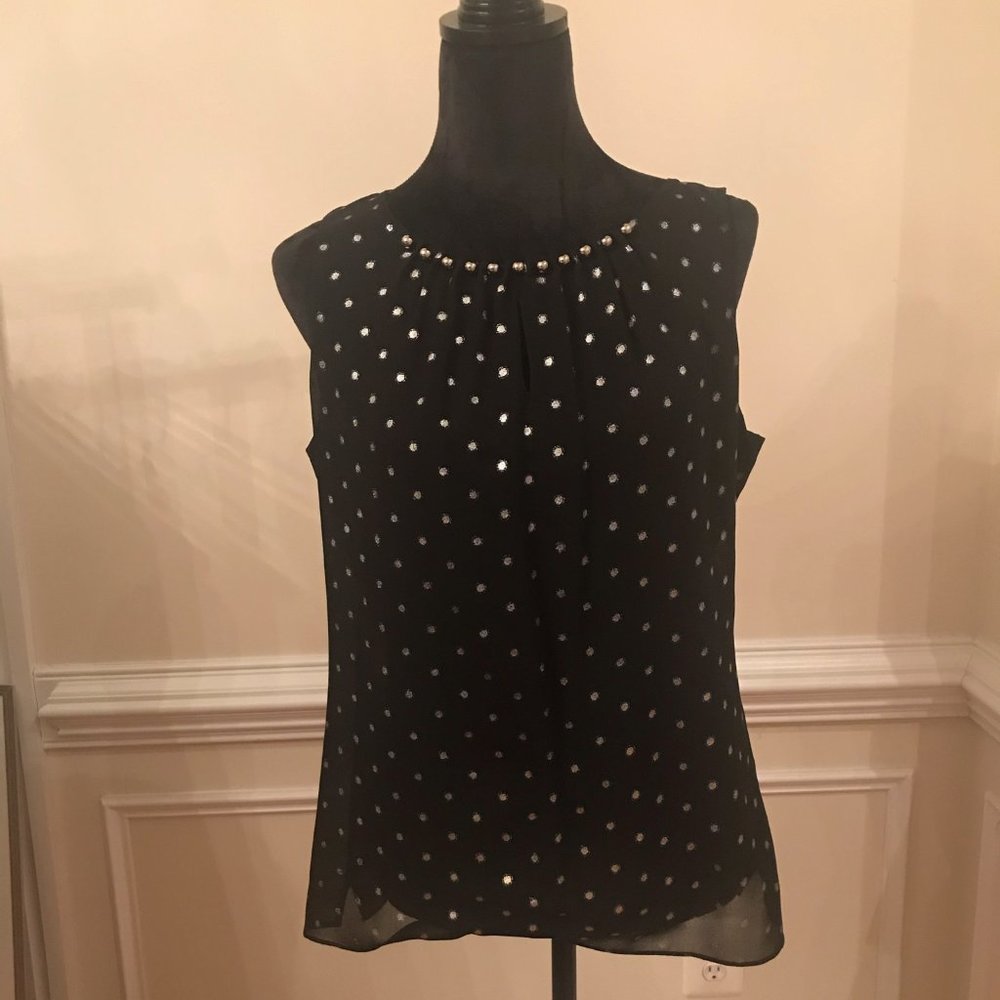 White House Black Market Gold Polk-a-Dot Blouse